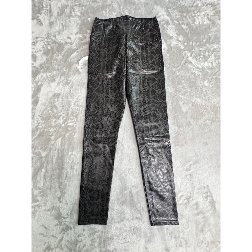 7 Of Mankind Women's Snake Print Faux Leather Leggings High Waisted Pants Size M